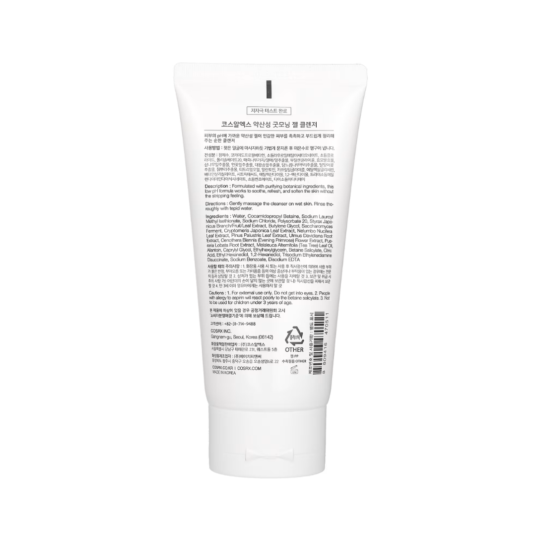 COSRX Gel de limpieza para una buena mañana con pH bajo, 150 ml